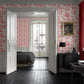 Apocalypse Toile Wallpaper in Swiss Coffee/Red