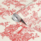 Apocalypse Toile Wallpaper in Swiss Coffee/Red