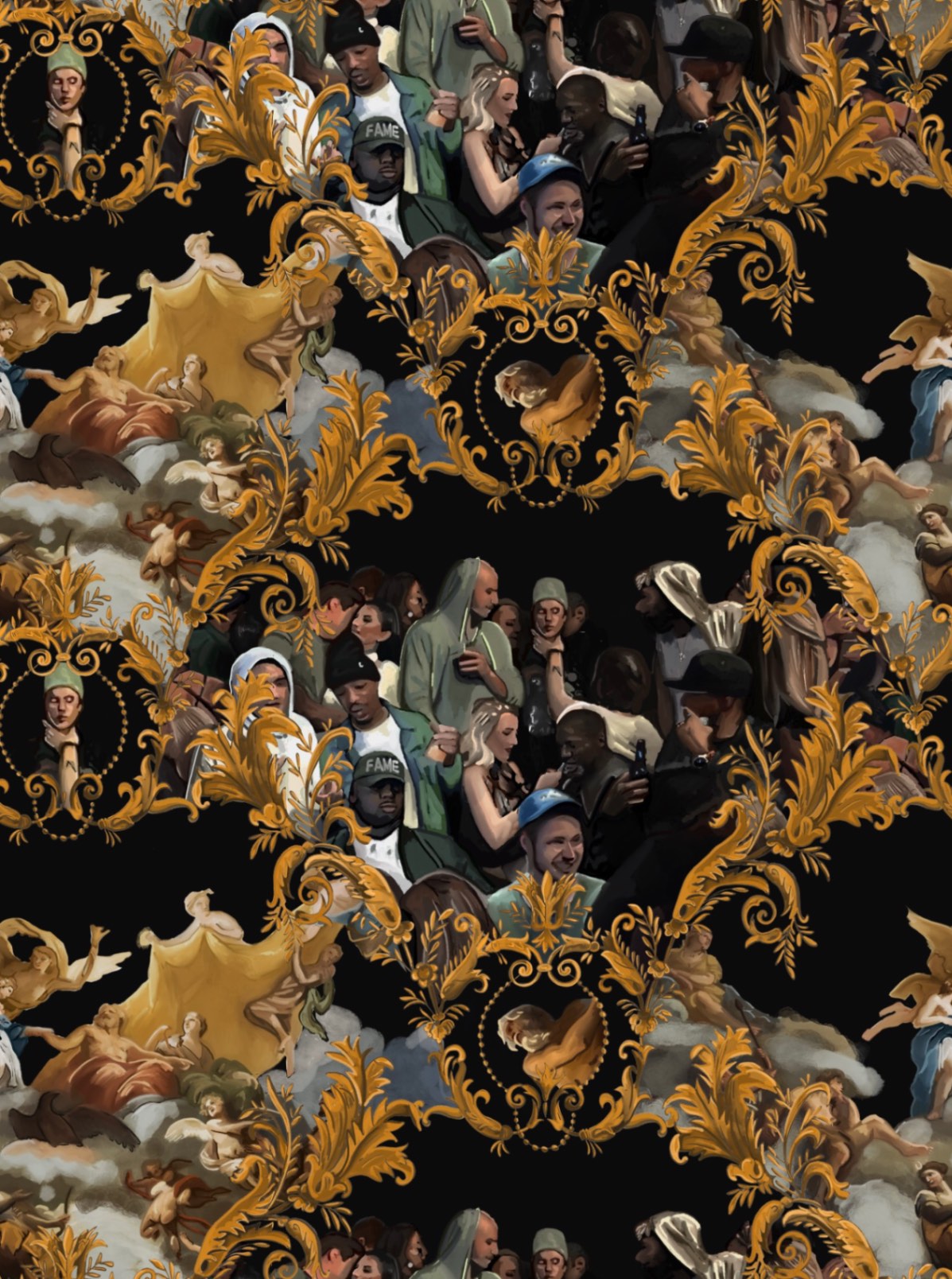 God Save the Biebs Wallpaper in Black/Gold