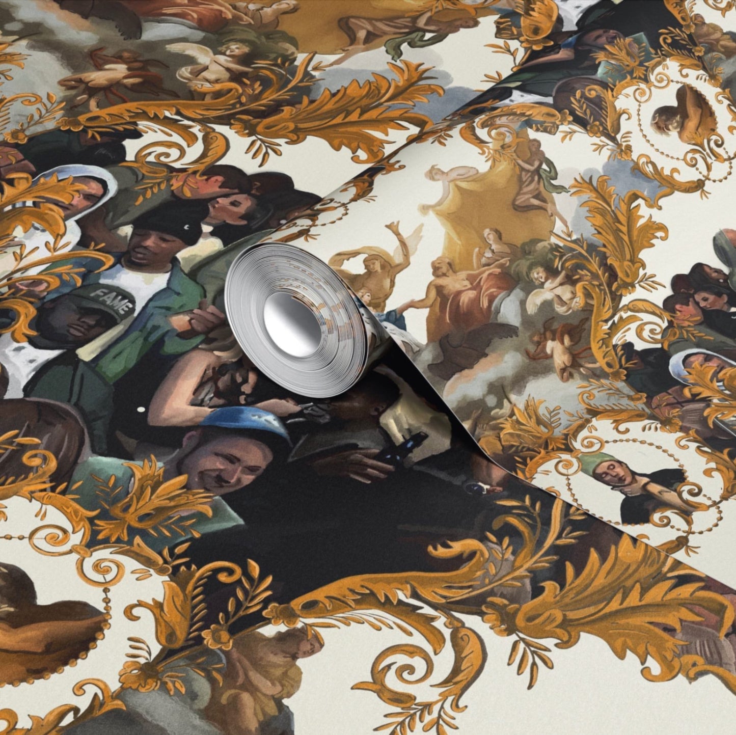 God Save the Biebs Wallpaper in White/Gold