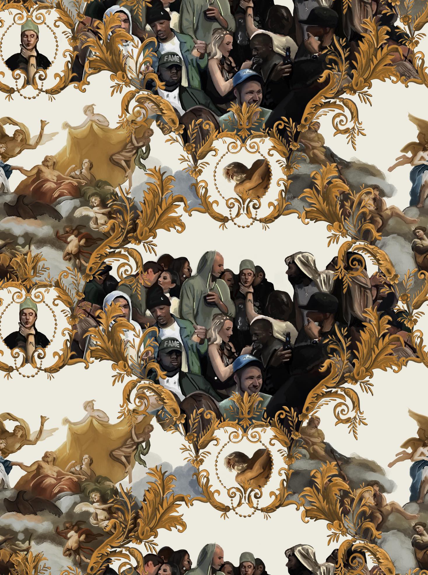God Save the Biebs Wallpaper in White/Gold
