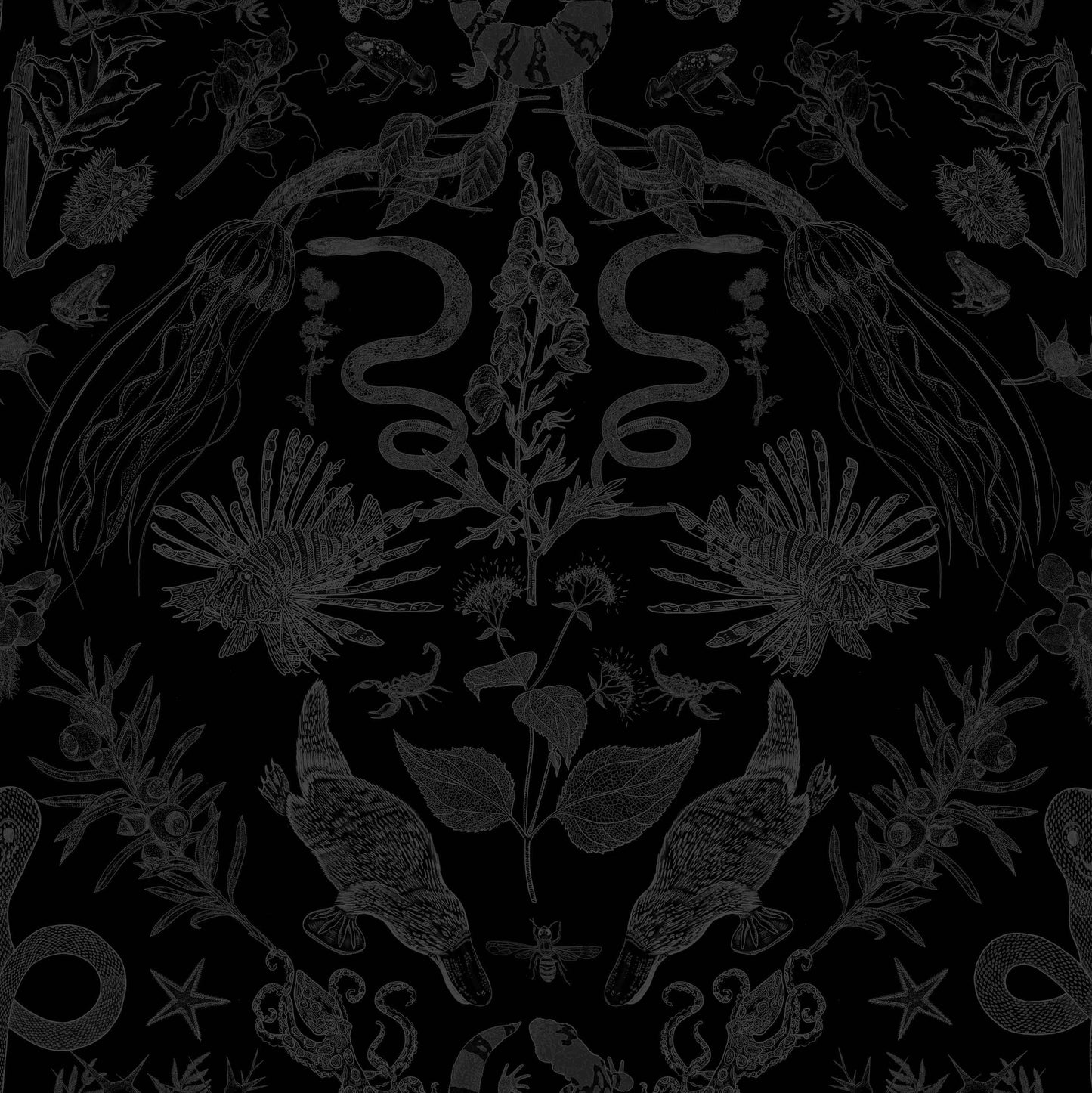 Critters Wallpaper in Black/Black