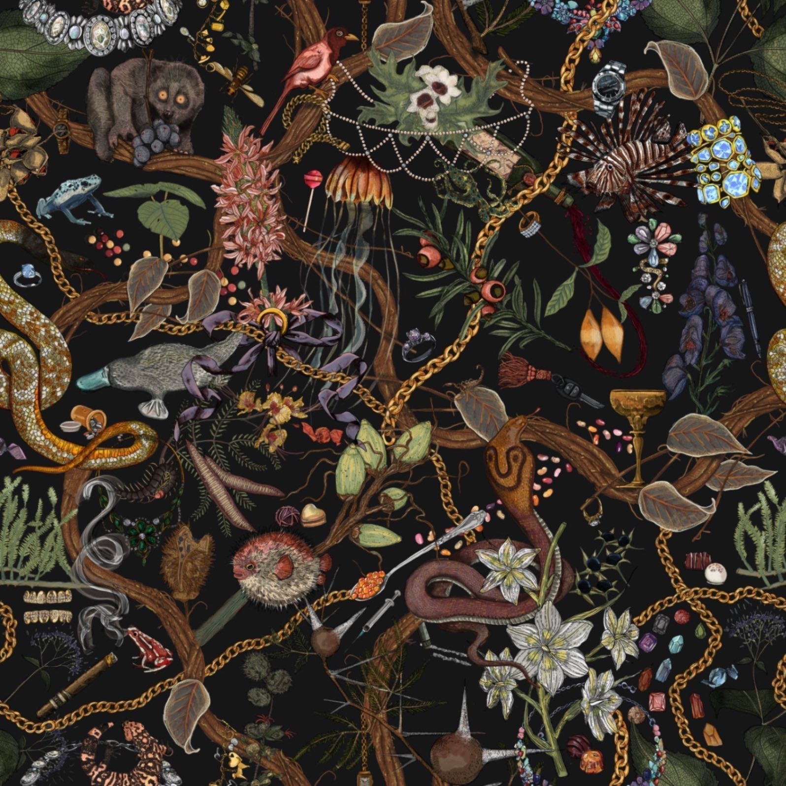 Glamour Life Wallpaper in Black/Multi