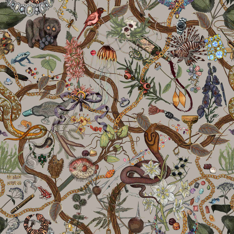 Sample Glamour Life Wallpaper in Gray/Multi