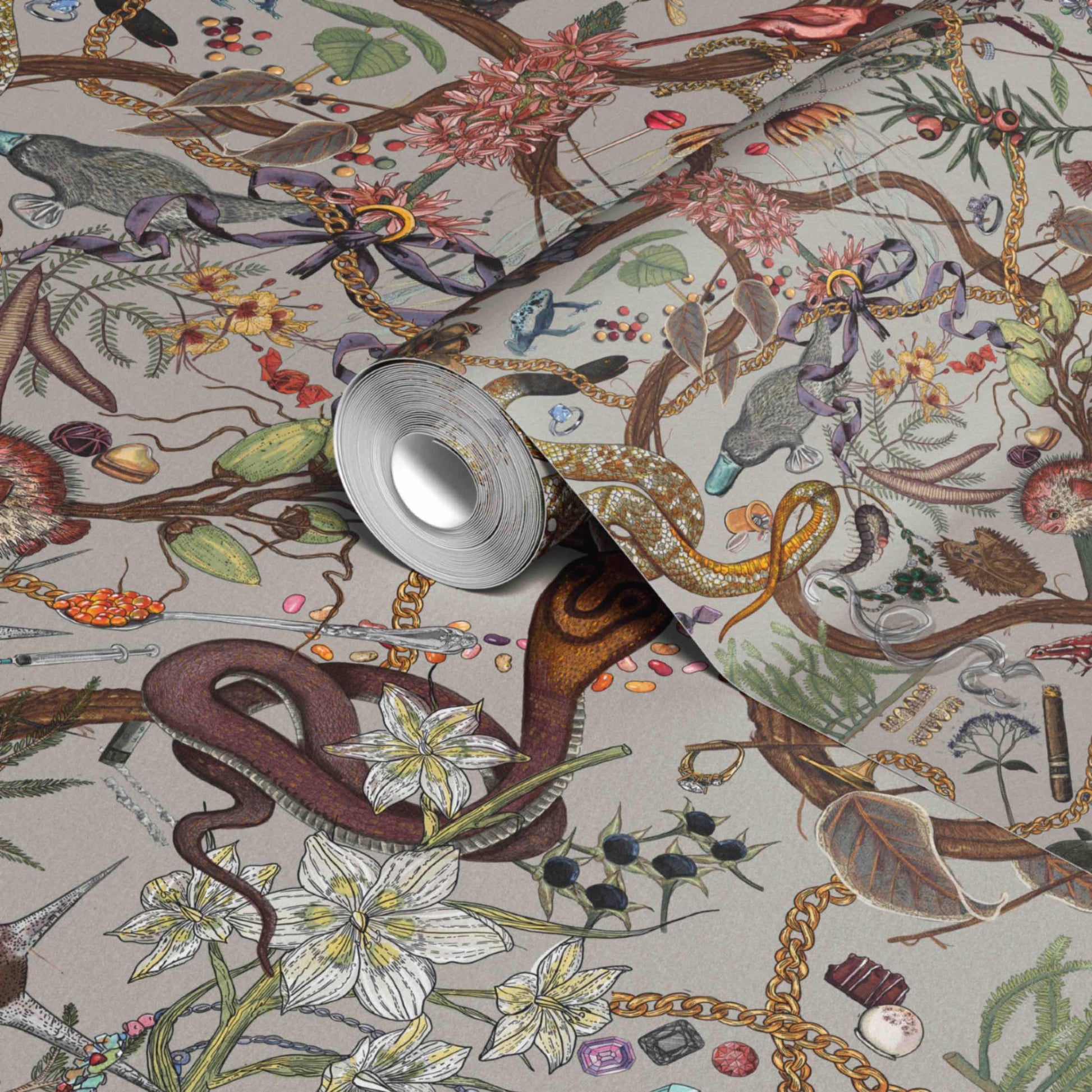 Glamour Life Wallpaper in Gray/Multi