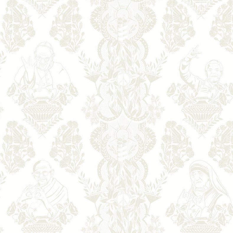 Sample Real Ones Wallpaper in White/White