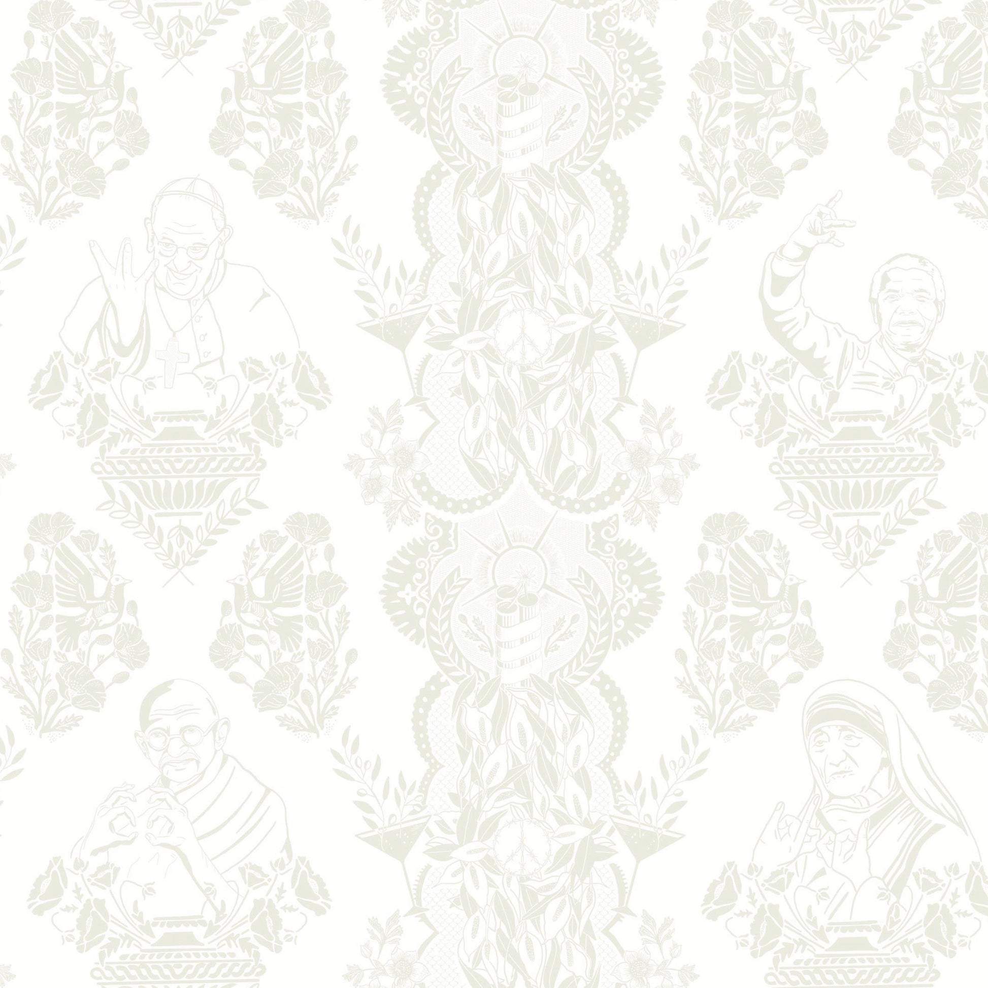 Real Ones Wallpaper in White/White