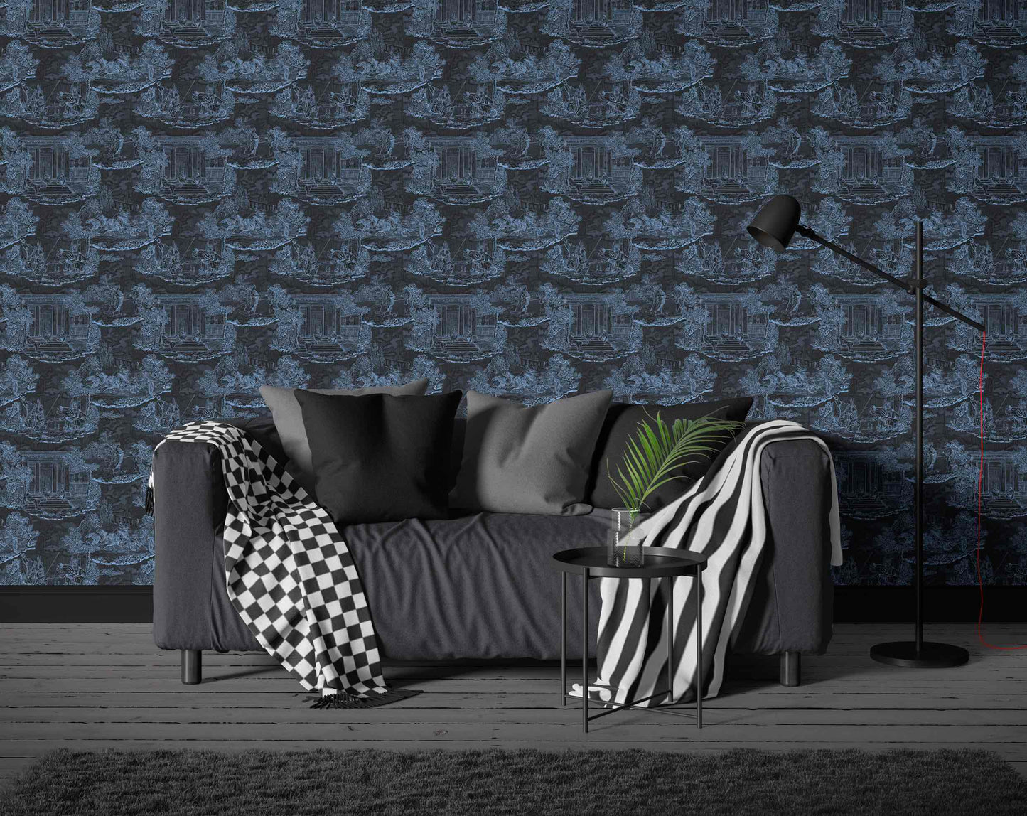 Thuglife Wallpaper in Black/Light Blue