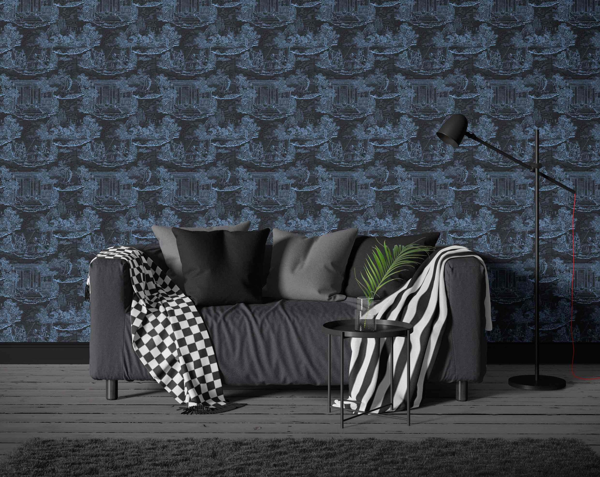 Thuglife Wallpaper in Black/Light Blue