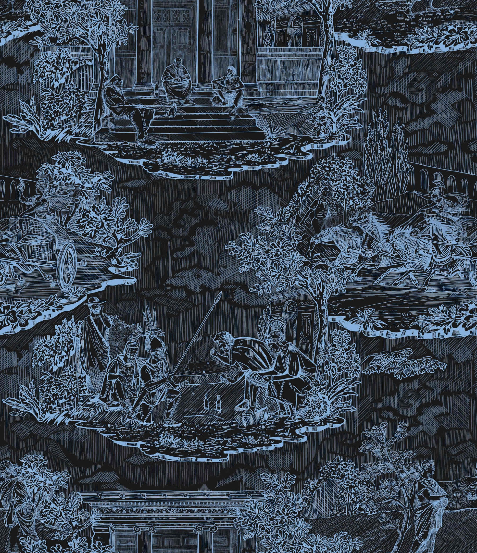 Thuglife Wallpaper in Black/Light Blue