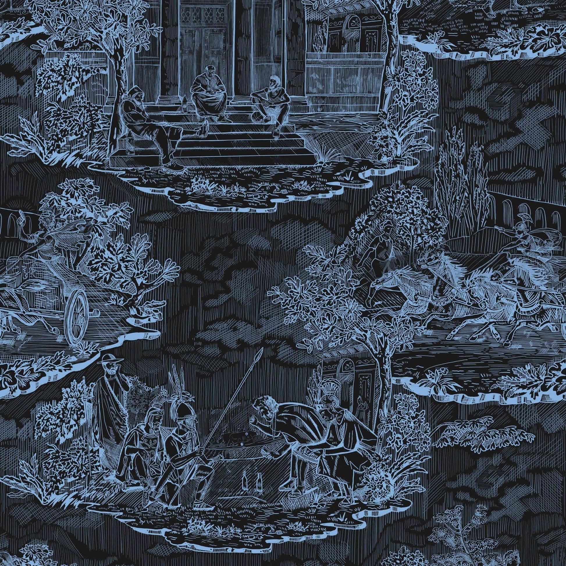 Thuglife Wallpaper in Black/Light Blue