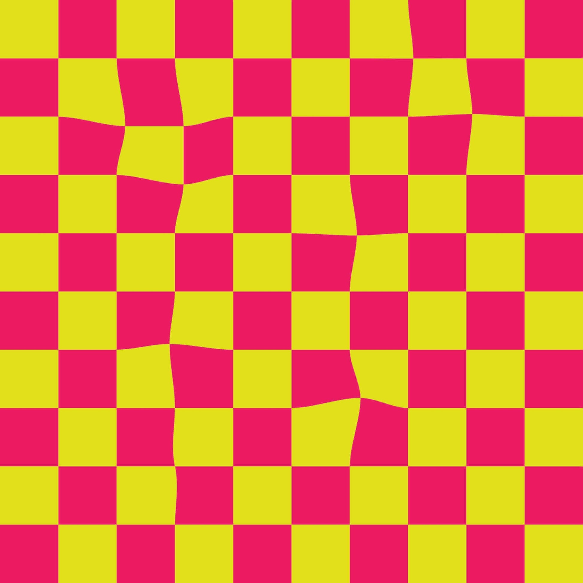 Warped Checkerboard Wallpaper in Highlighter/Pink