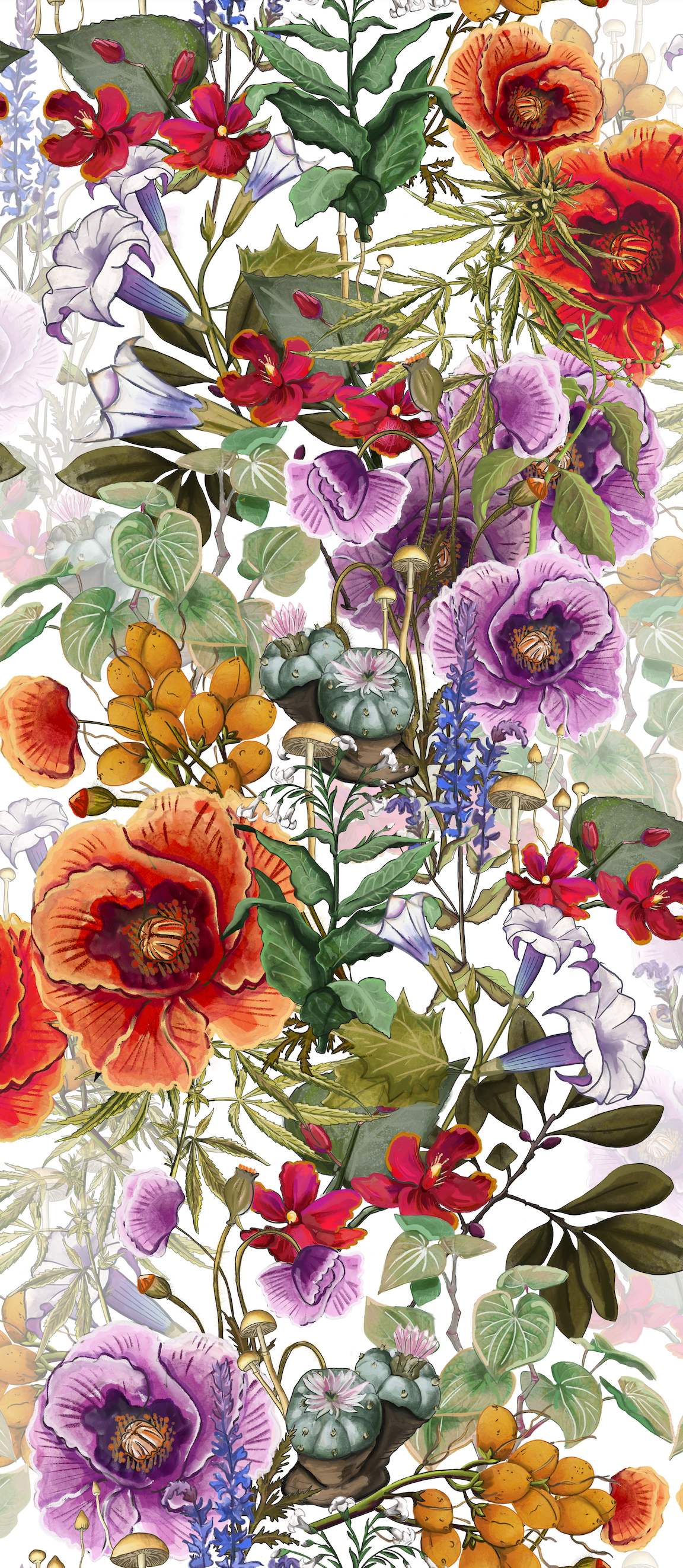 The War On Plants Wallpaper in White/Multi