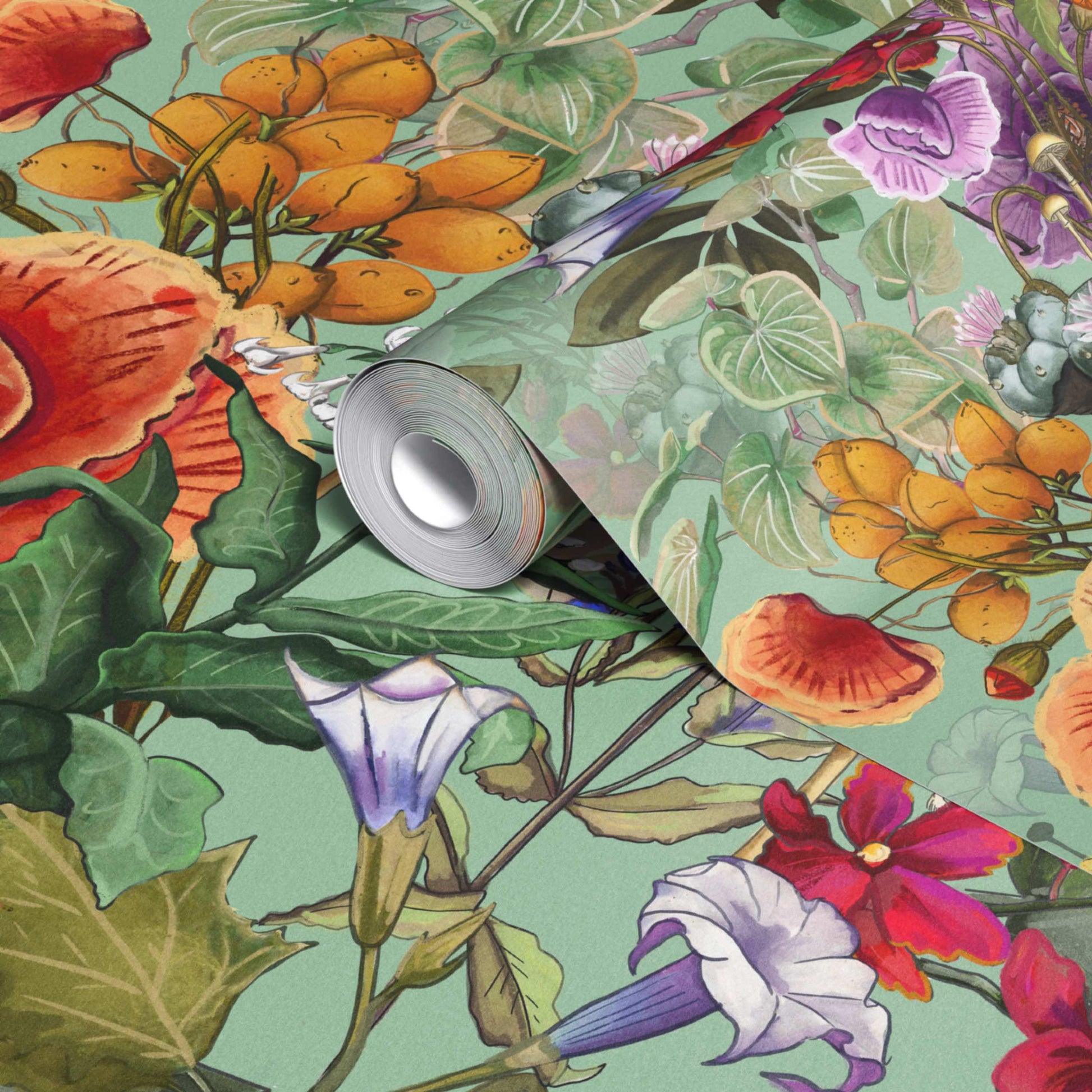 The War On Plants Wallpaper in Mint/Multi