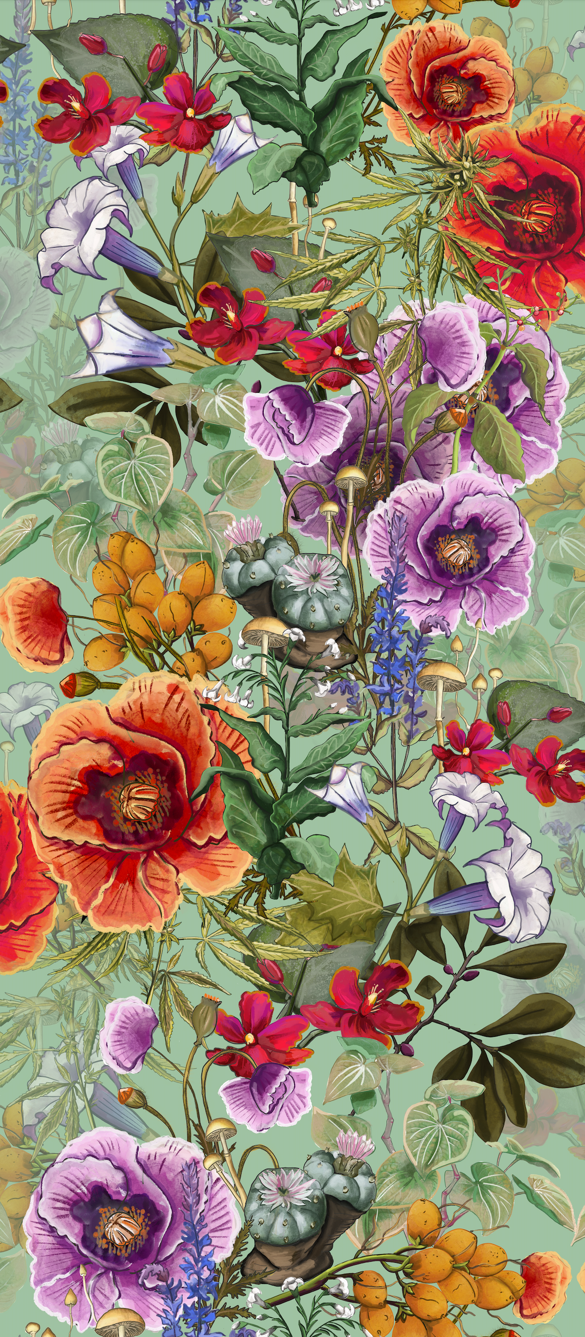 The War On Plants Wallpaper in Mint/Multi