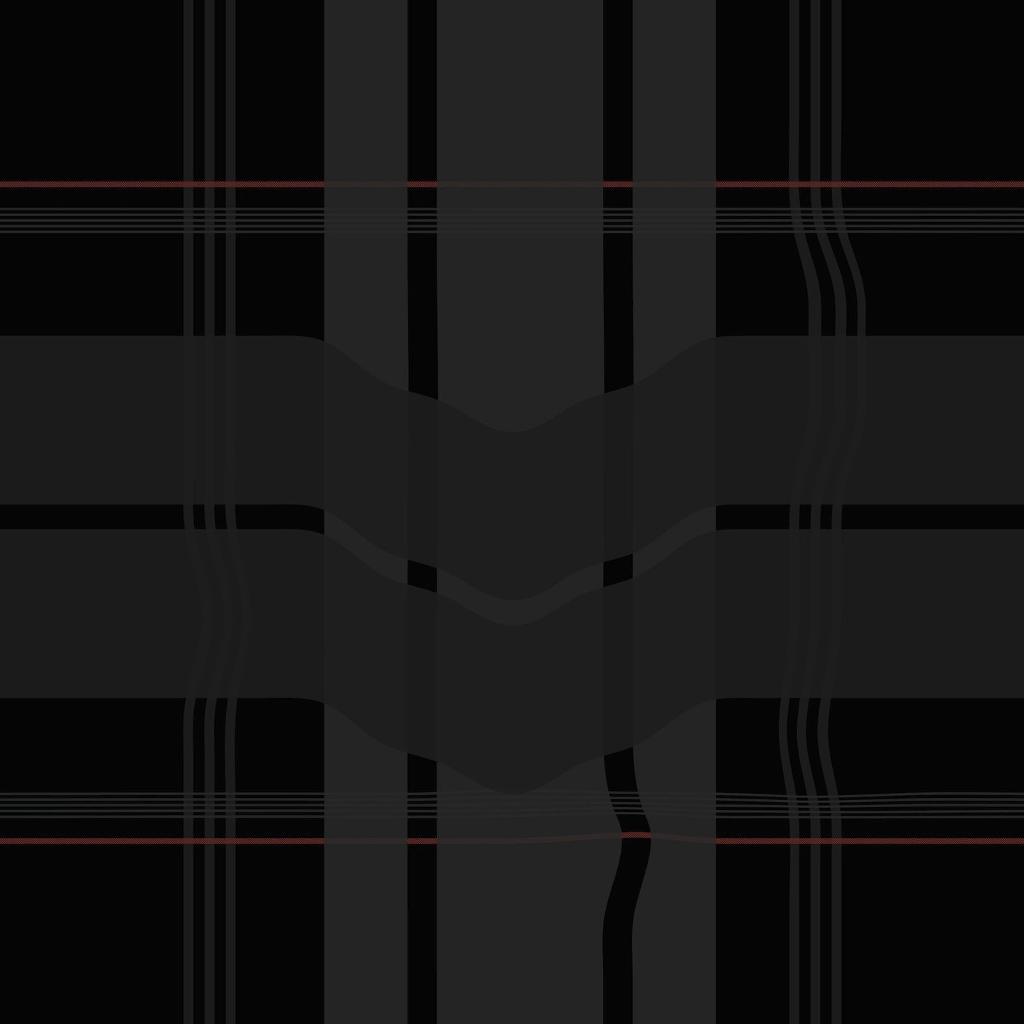 Warped Plaid Wallpaper in Black/Black/Red