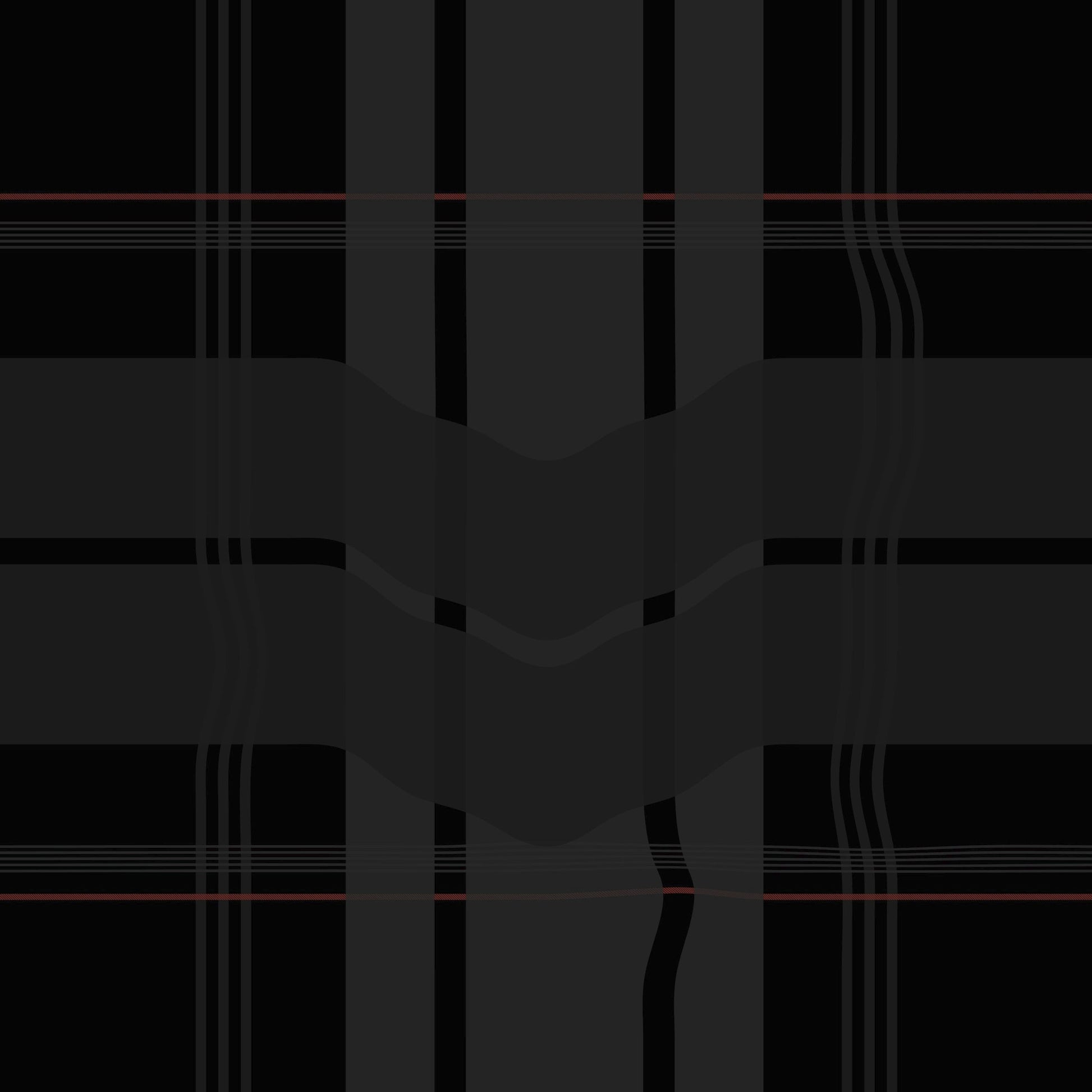 Warped Plaid Wallpaper in Black/Black/Red