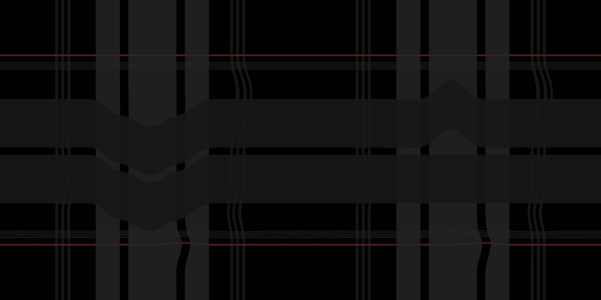 Warped Plaid Wallpaper in Black/Black/Red