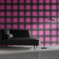Warped Plaid Wallpaper in Black/Hot Pink