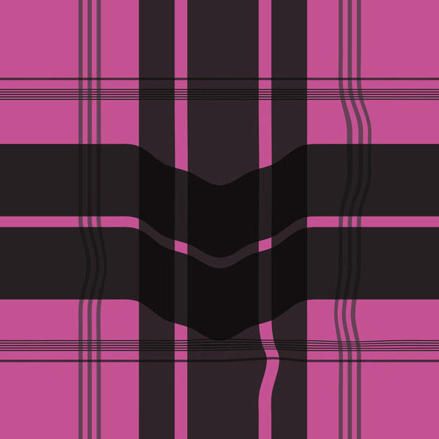 Sample Warped Plaid Wallpaper in Black/Hot Pink