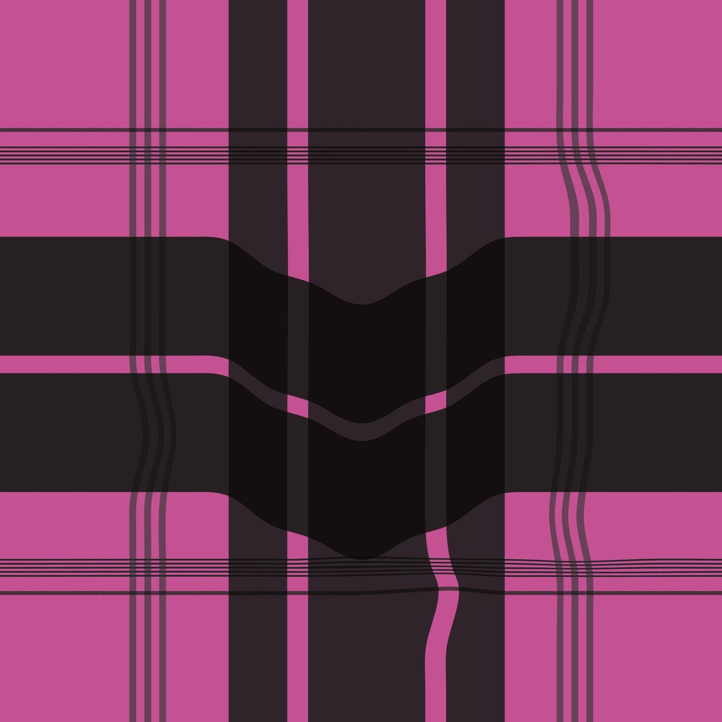 Warped Plaid Wallpaper in Black/Hot Pink