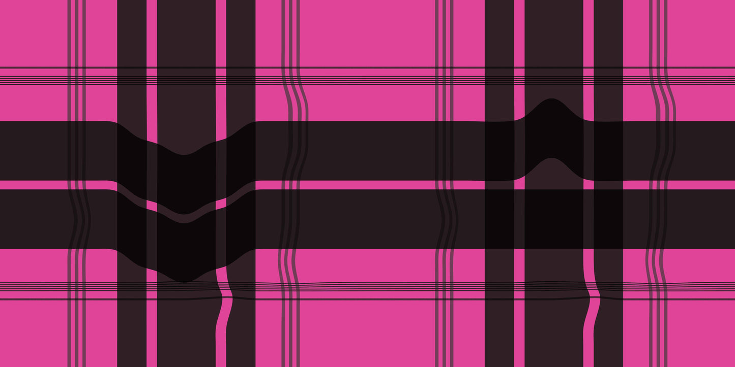 Warped Plaid Wallpaper in Black/Hot Pink