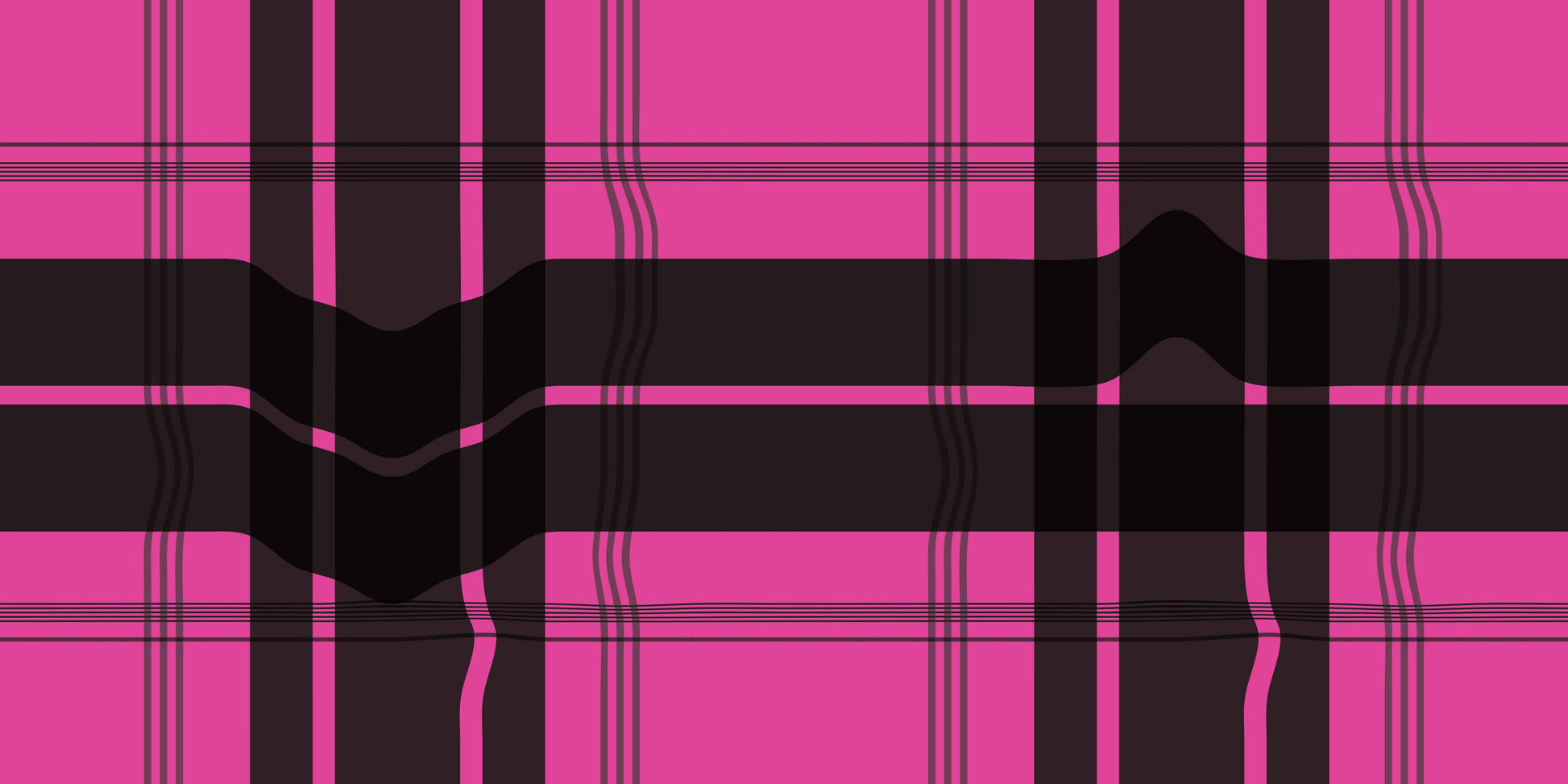 Warped Plaid Wallpaper in Black/Hot Pink
