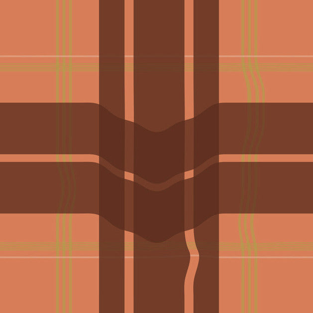 Sample Warped Plaid Wallpaper in Orange/Rust/Lime
