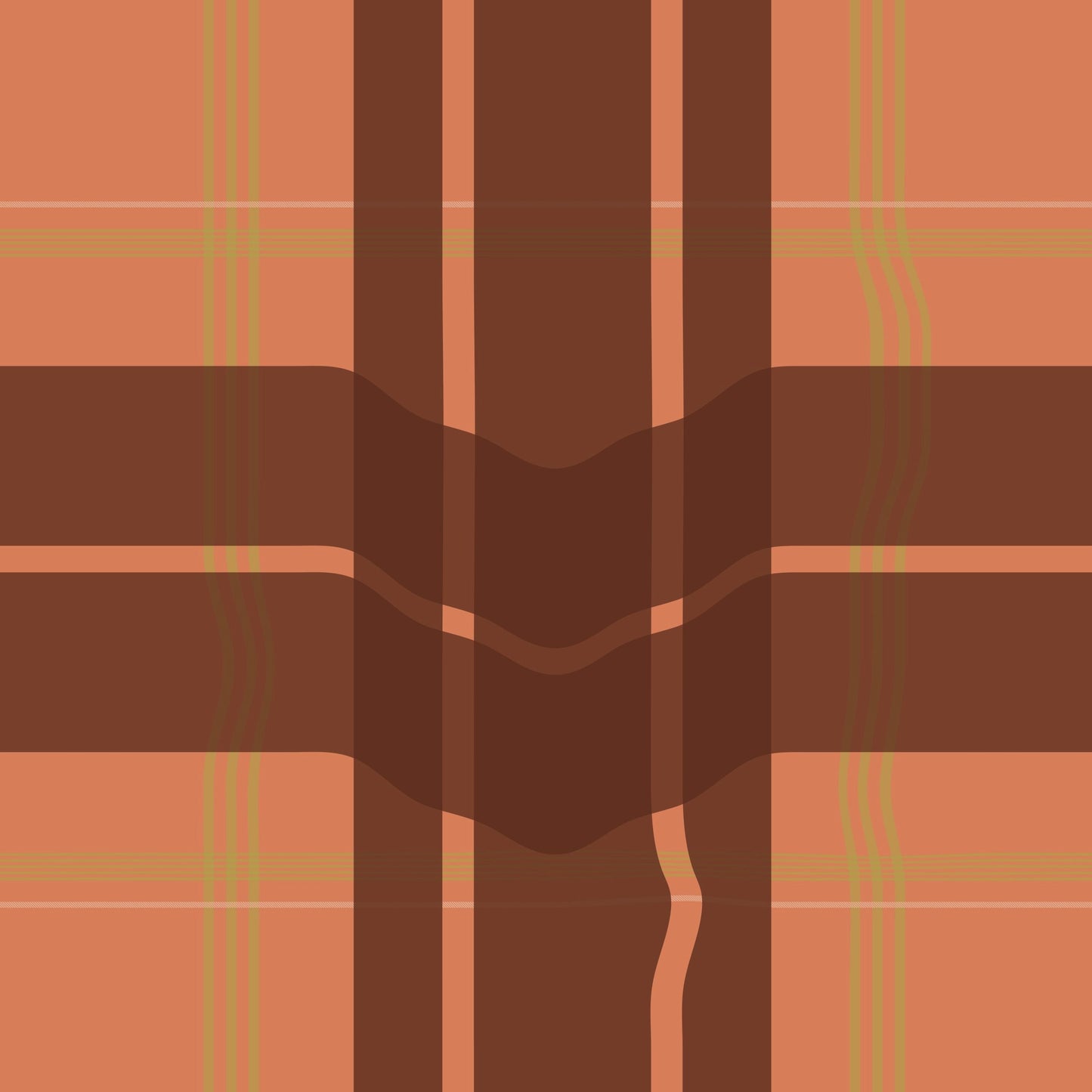 Warped Plaid Wallpaper in Orange/Rust/Lime