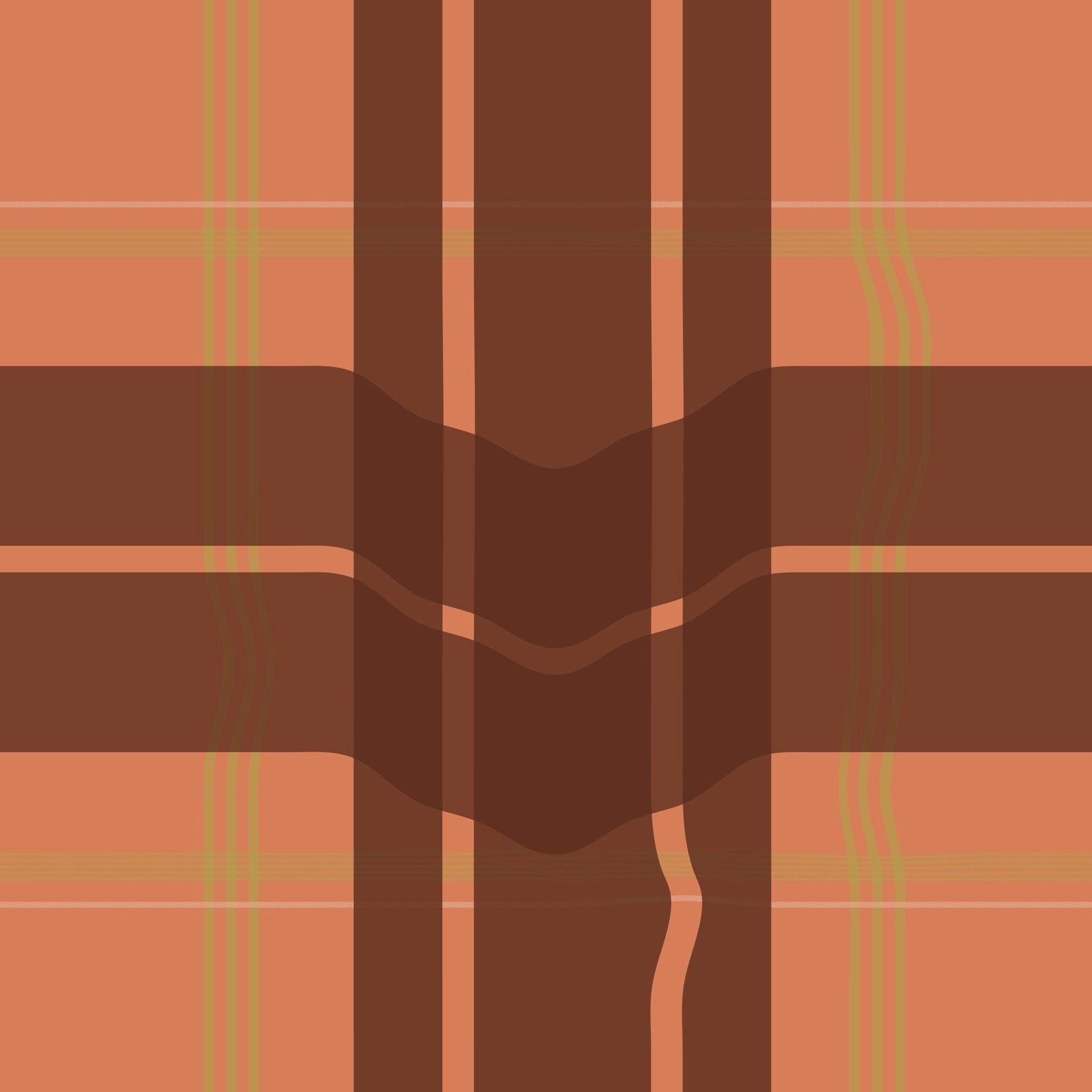 Warped Plaid Wallpaper in Orange/Rust/Lime