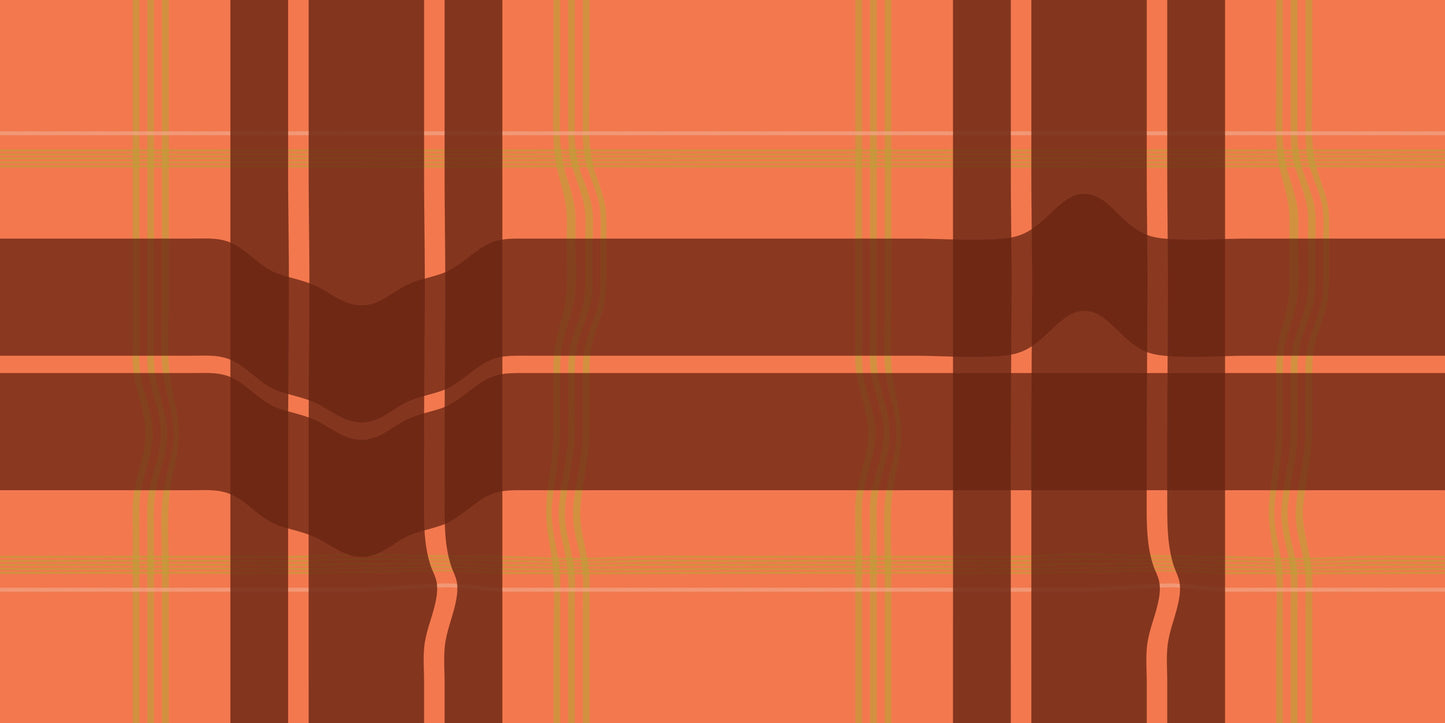Warped Plaid Wallpaper in Orange/Rust/Lime