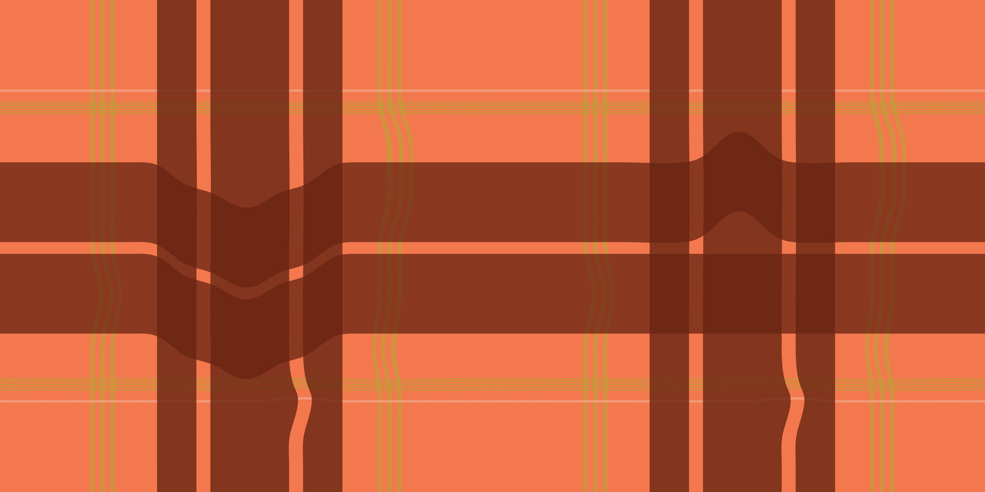 Warped Plaid Wallpaper in Orange/Rust/Lime