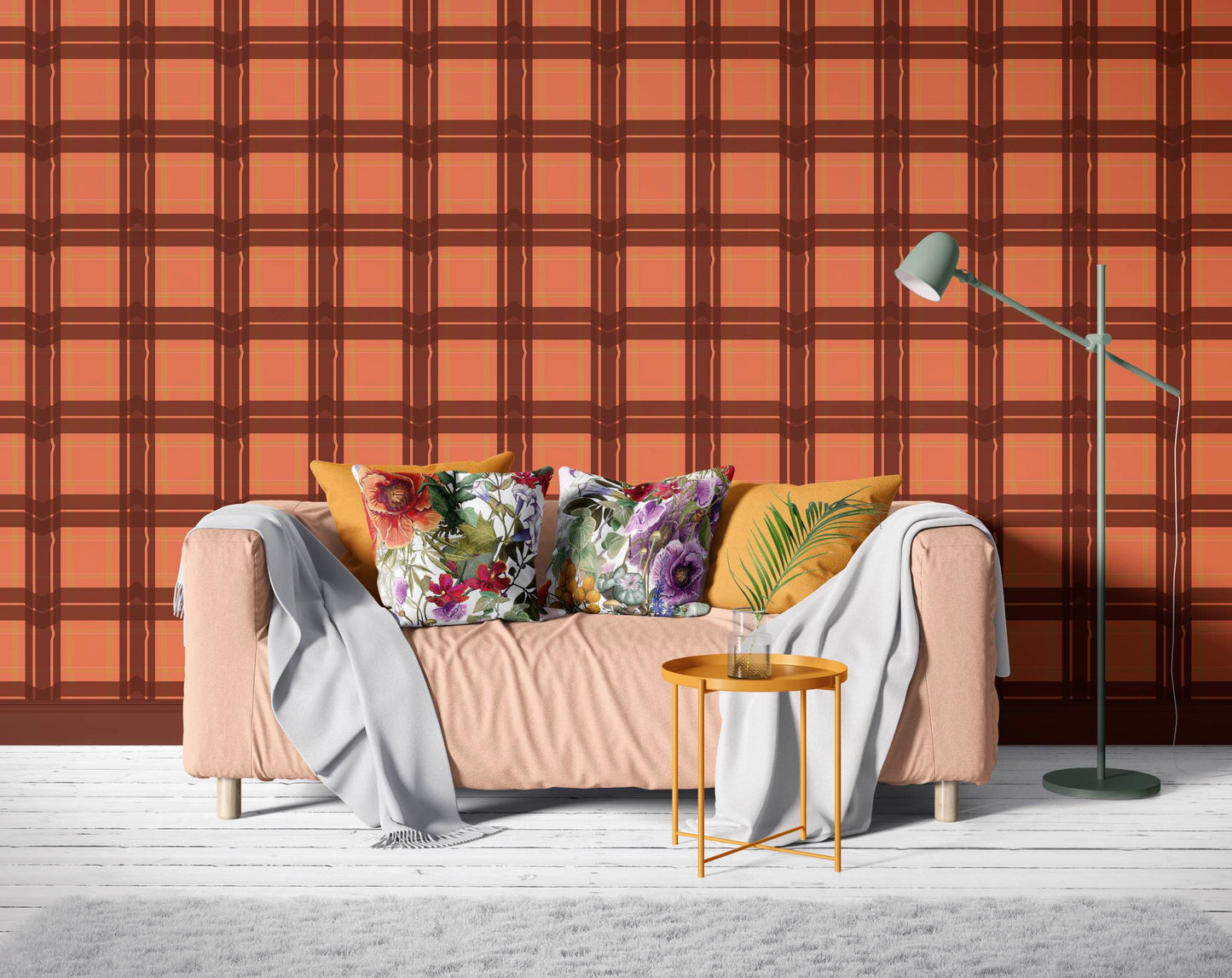 Warped Plaid Wallpaper In Orange Rust Lime Xawd Wp Wpl Awd 05005 4