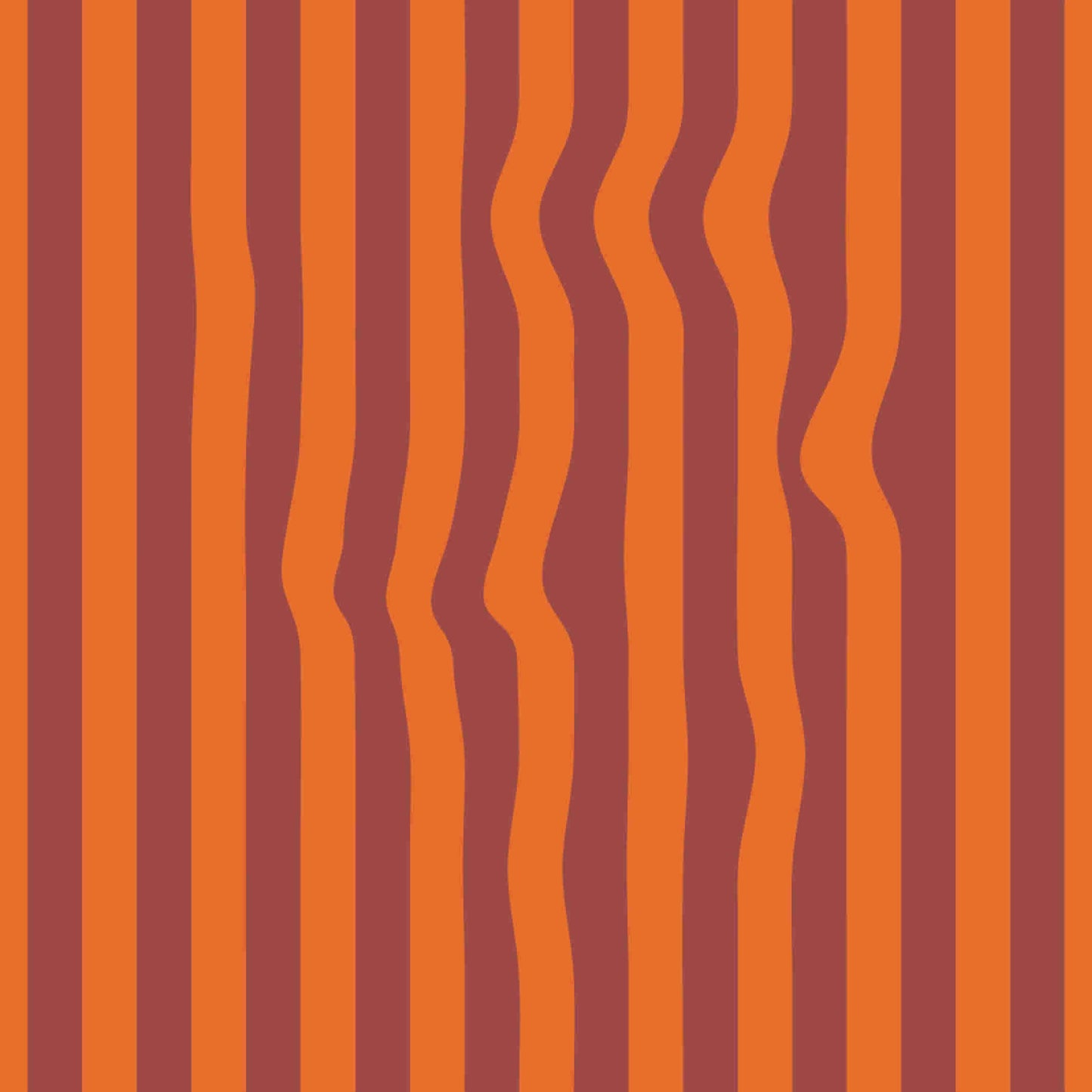 Warped Vertical Stripe Wallpaper in Orange/Maroon
