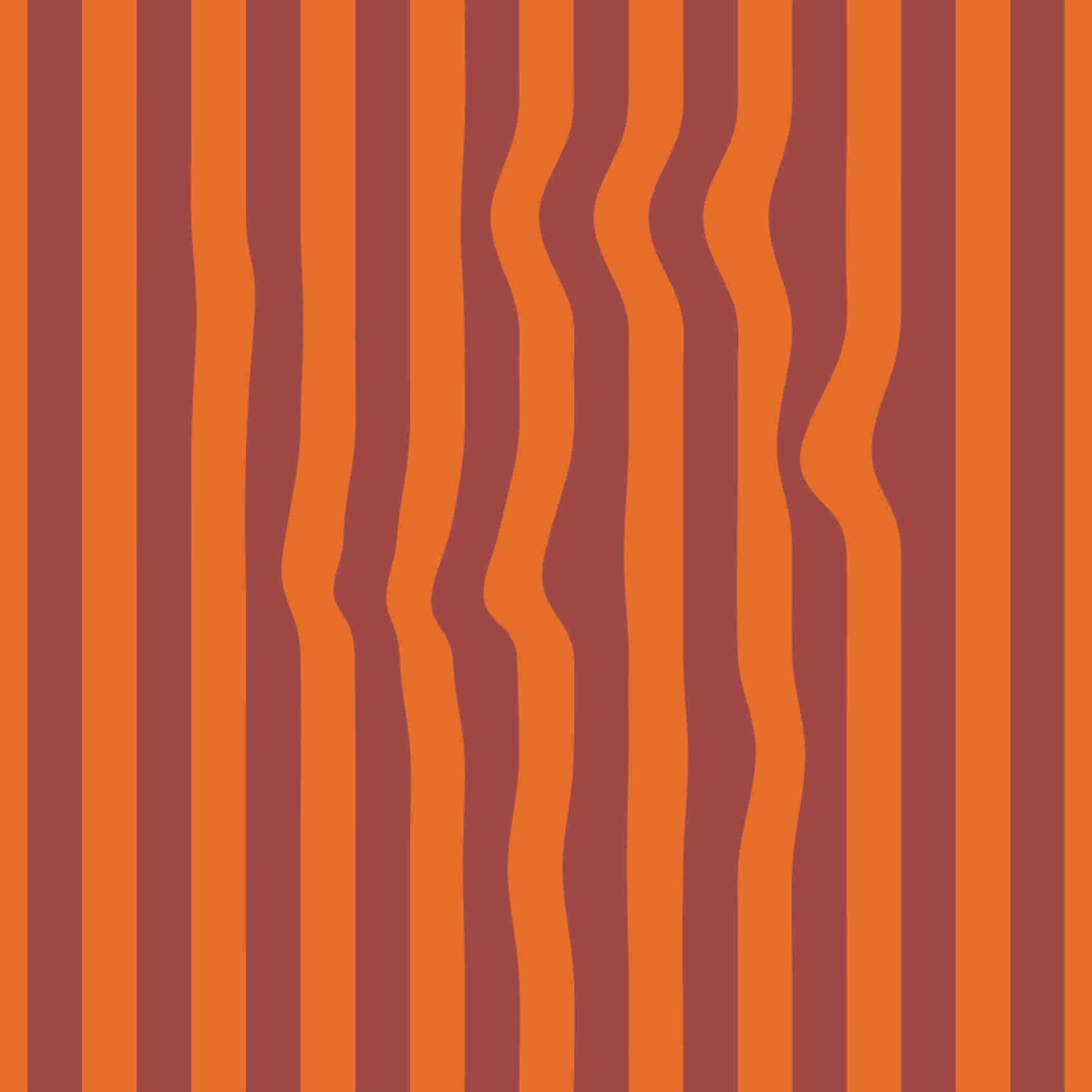 Warped Vertical Stripe Wallpaper in Orange/Maroon