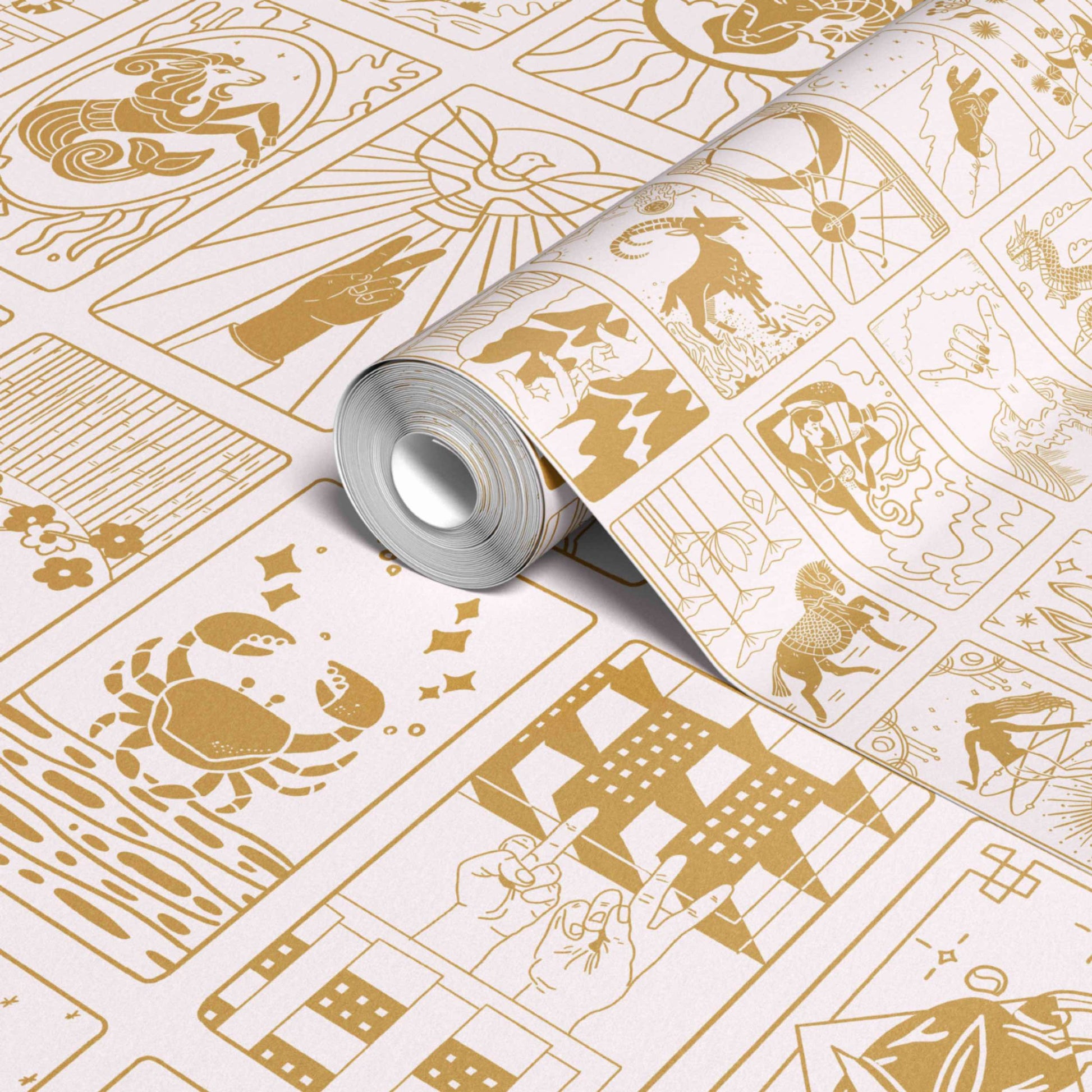 What's Your Sign Wallpaper in Off-White/Gold