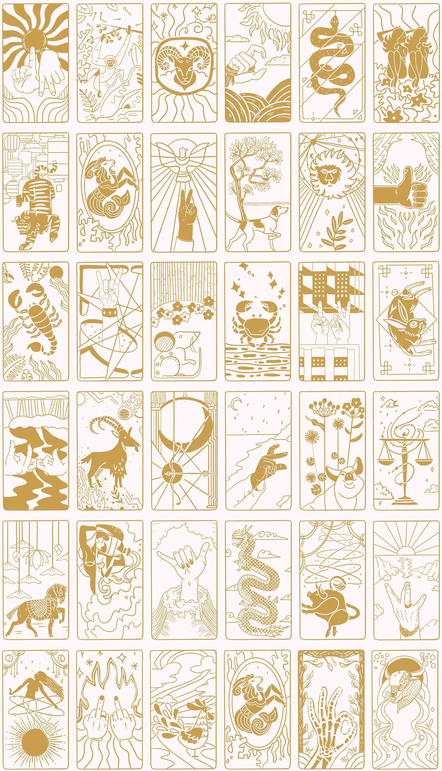 What's Your Sign Wallpaper in Off-White/Gold