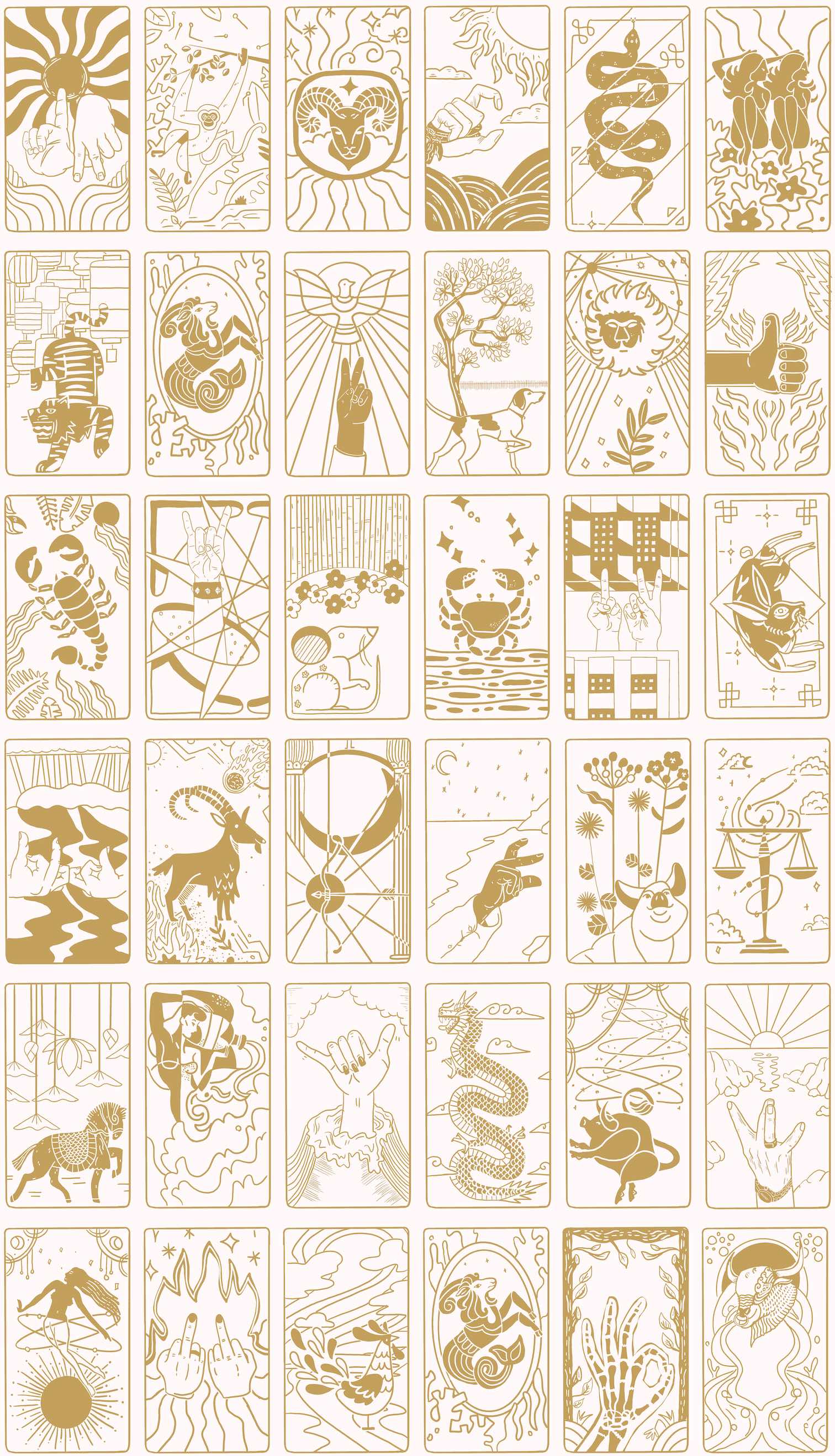 What's Your Sign Wallpaper in Off-White/Gold