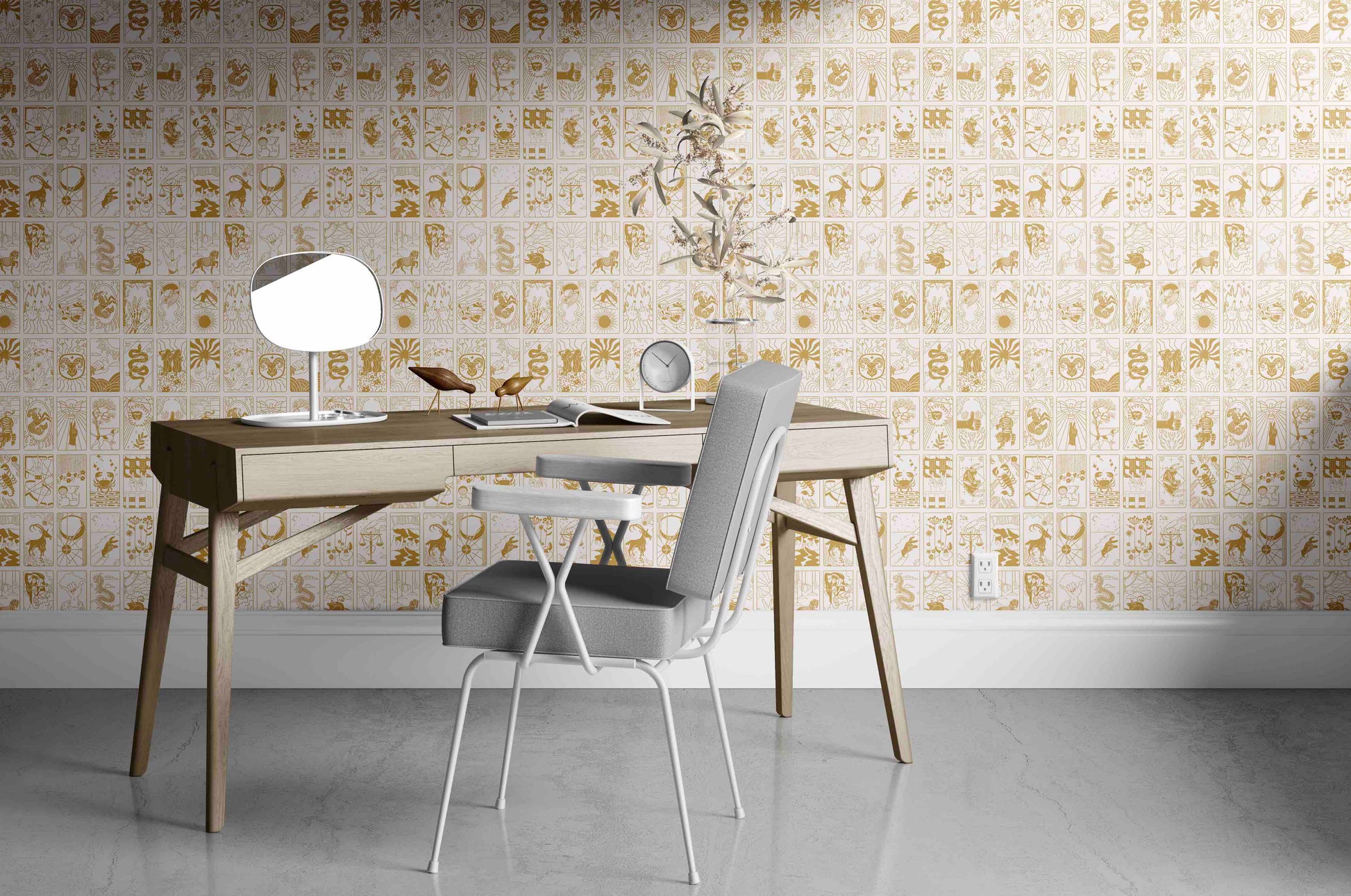 What's Your Sign Wallpaper in Off-White/Gold