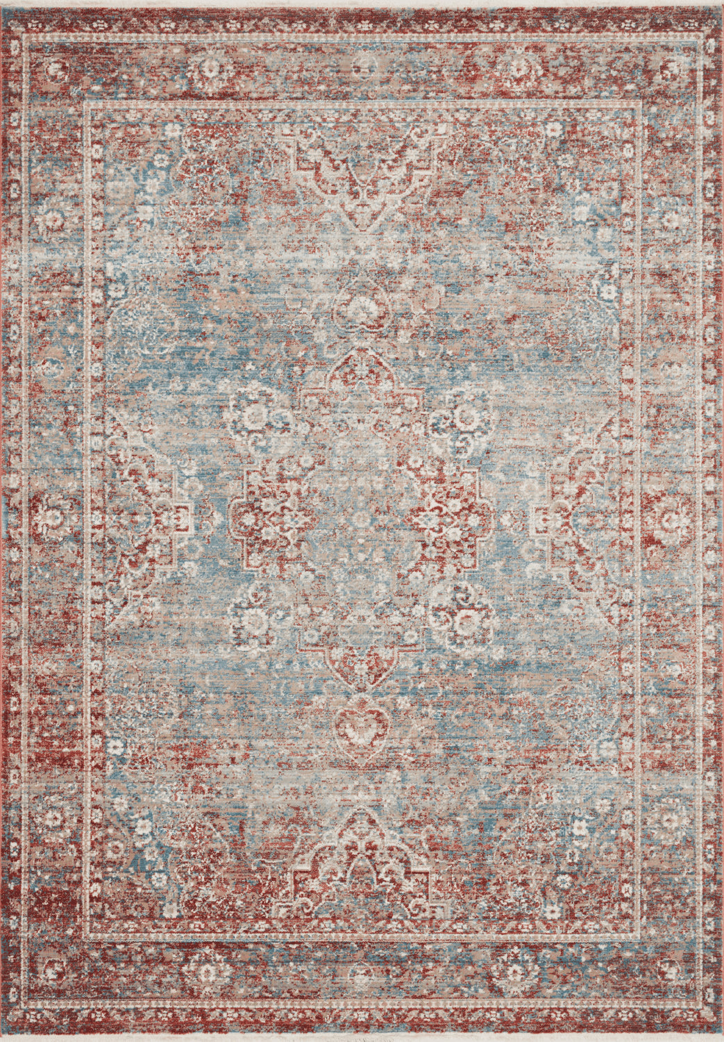 Elise Power Loomed Sky / Red Rug Flatshot Image