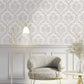 Italian Style Damask Wallpaper in Beige/Blue