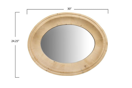 oval wood framed mirror 2