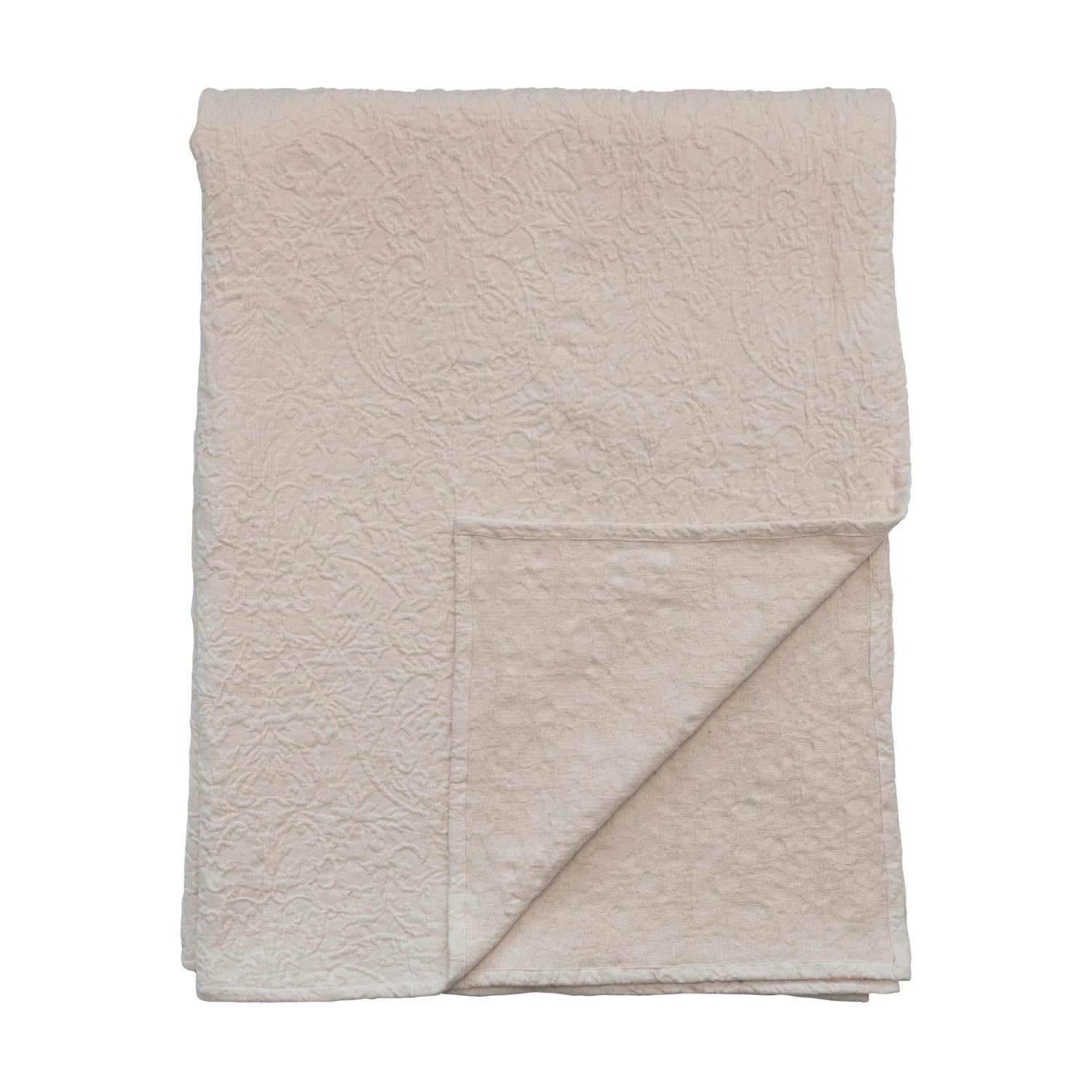 woven cotton jacquard bed cover with 2 ruffled king shams king set of 3 3