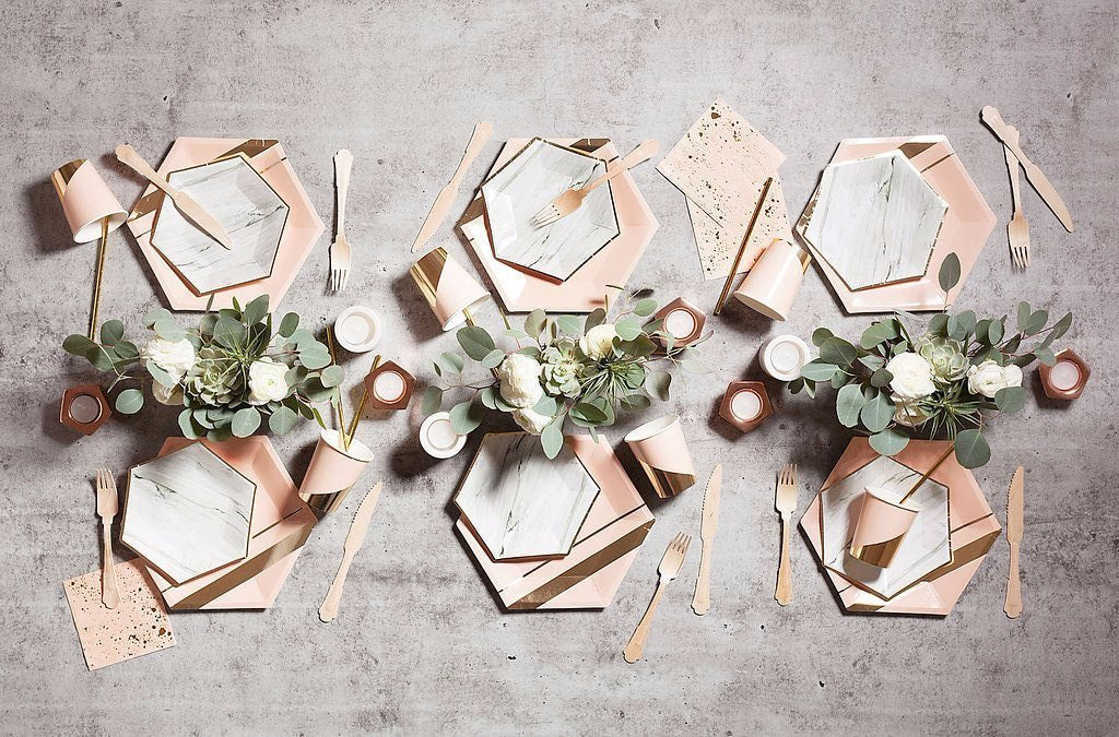 Set of 8 Goddess Blush Hexagon Large Party Plates design by Harlow & Grey