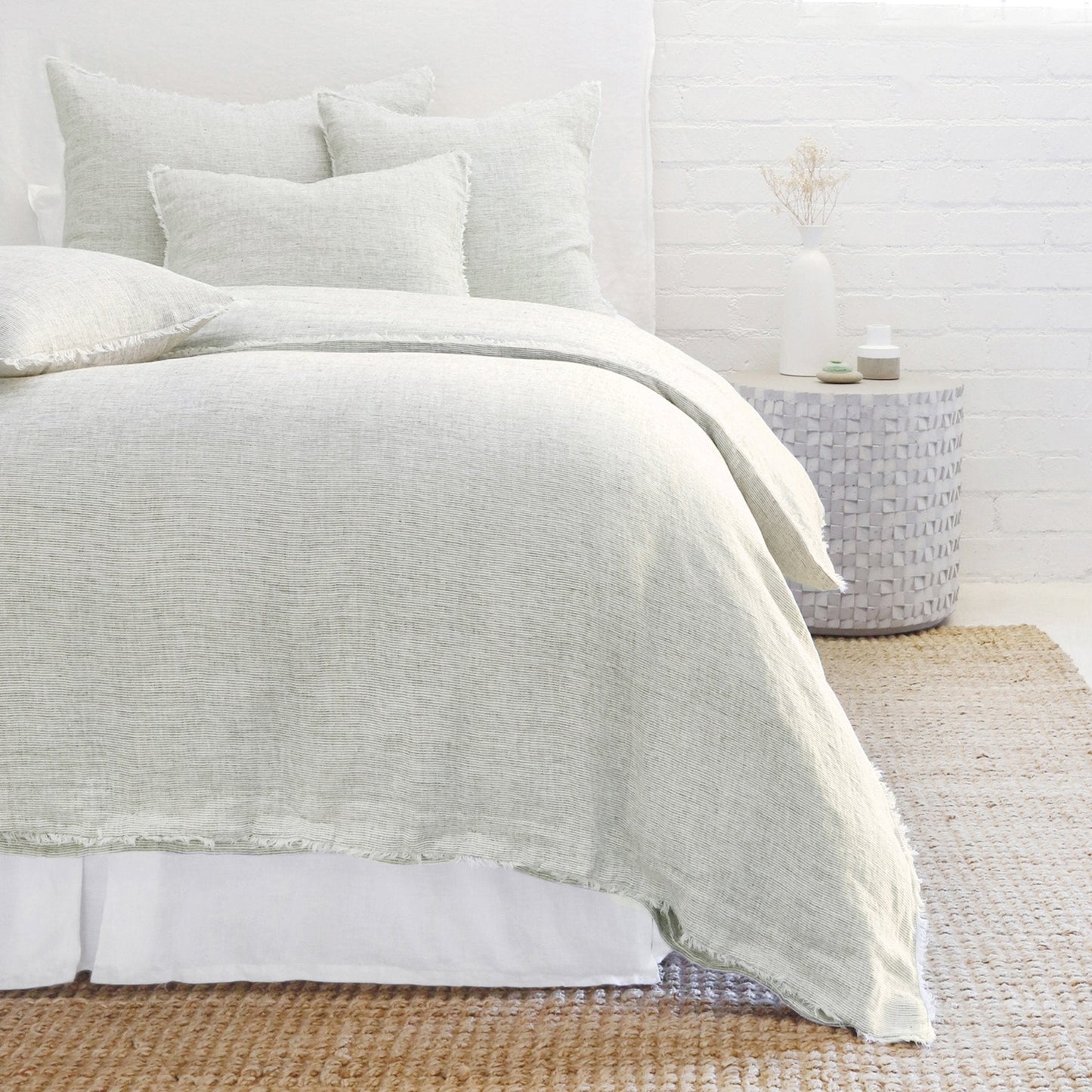 logan duvet and shams in olive design by pom pom at home 1