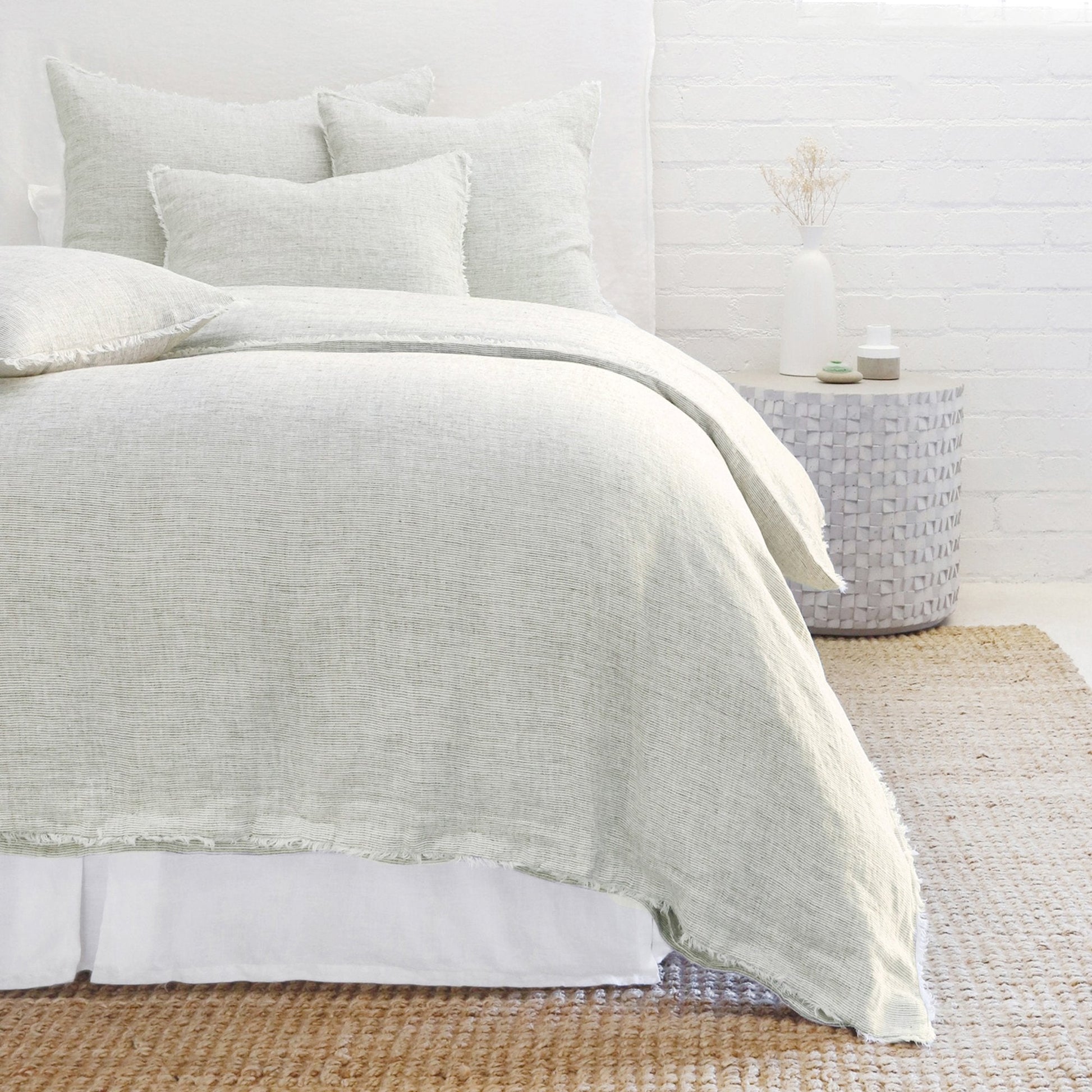 logan duvet and shams in olive design by pom pom at home 1