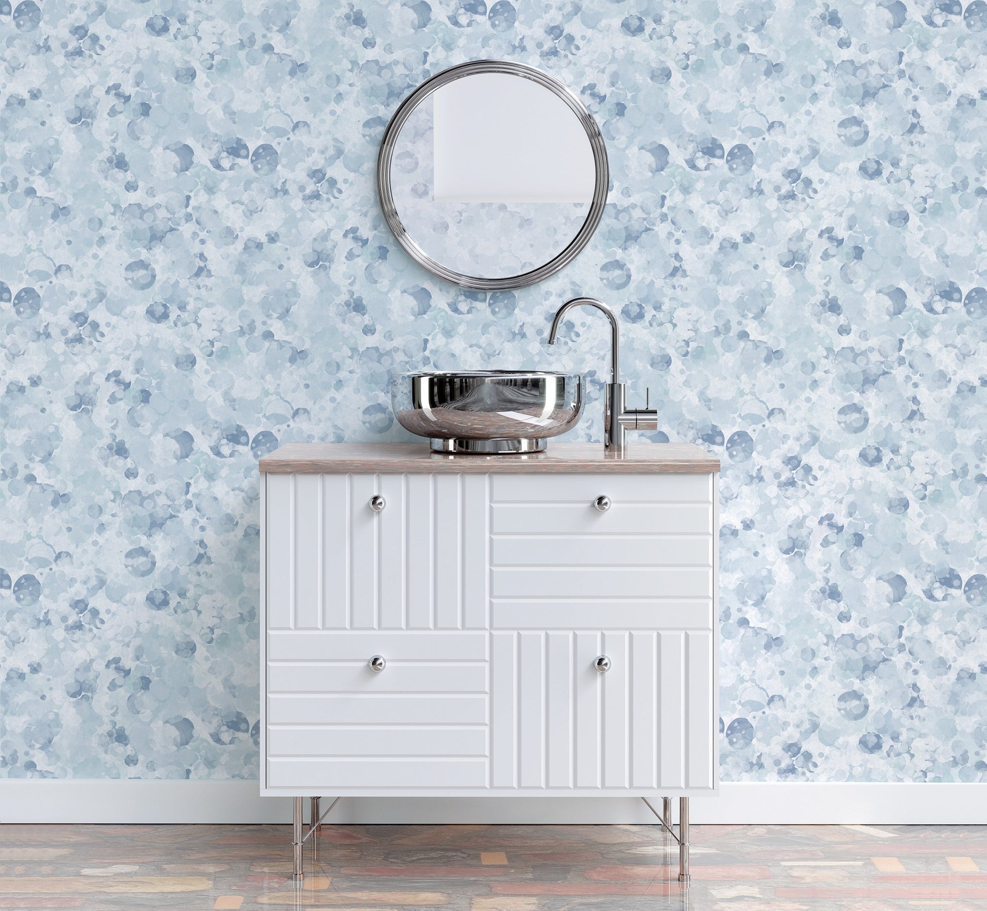 Bubble Up Blue Wallpaper from the Atmosphere Collection by Galerie Wallcoverings